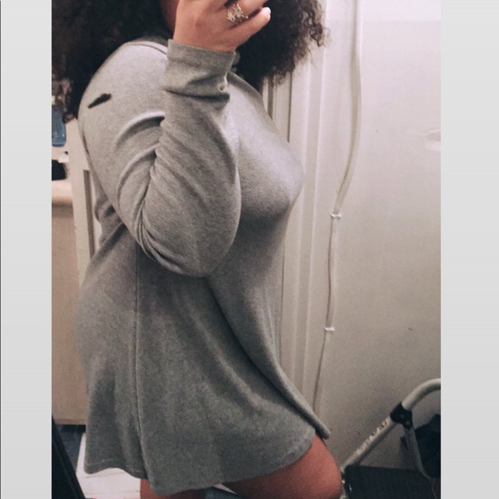 Cotton Emporium Turtleneck Sweater Dress GraySizeM